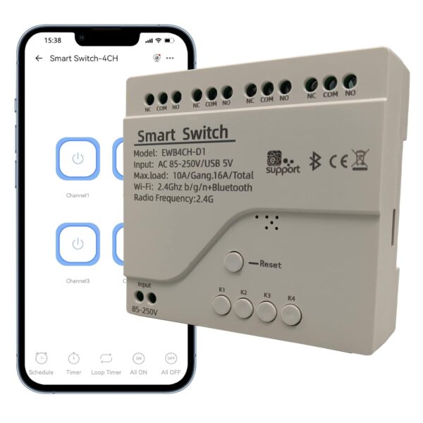 Интелигентен WiFi реле превключвател с 4 канала - Image 1