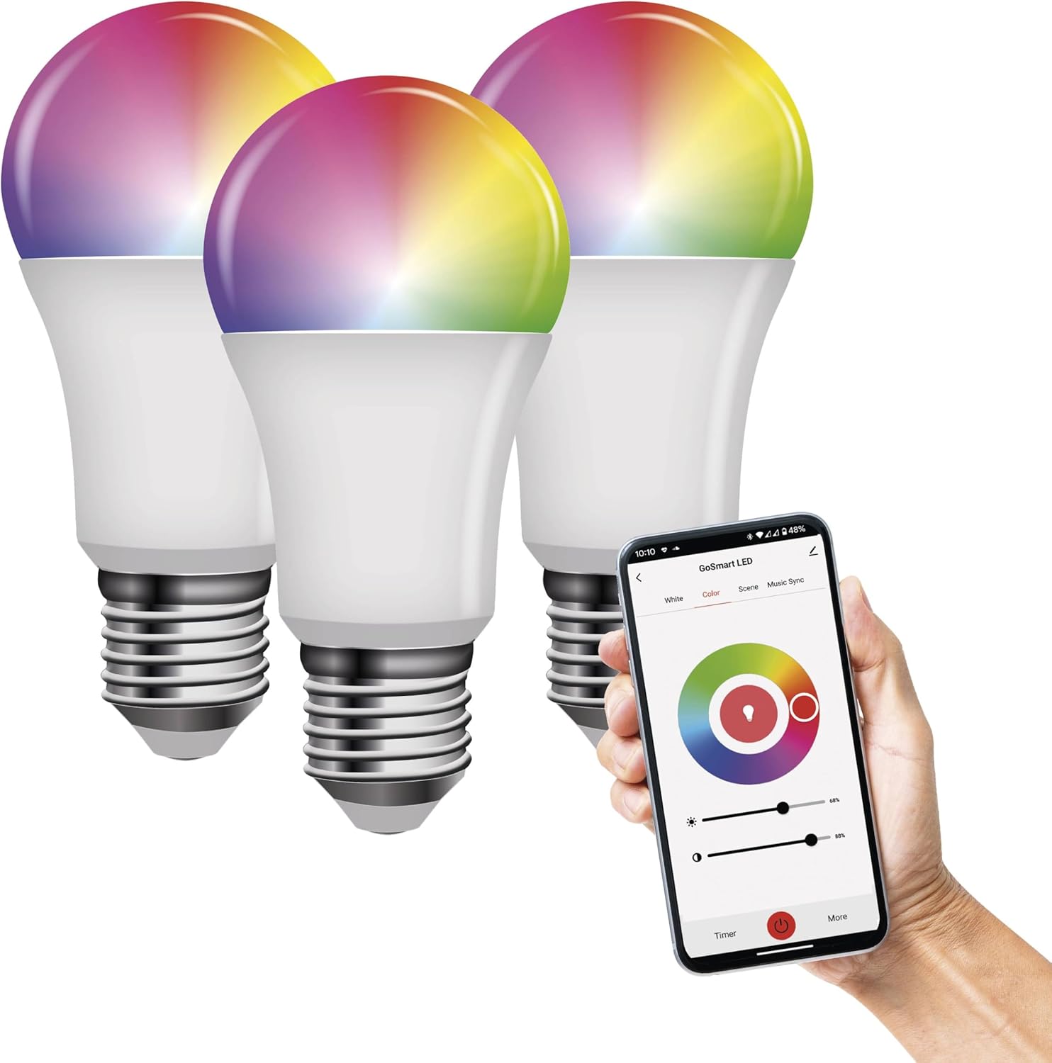 EMOS GoSmart RGB LED лампа - Пакет от 3, E27, Димируема - Image 1