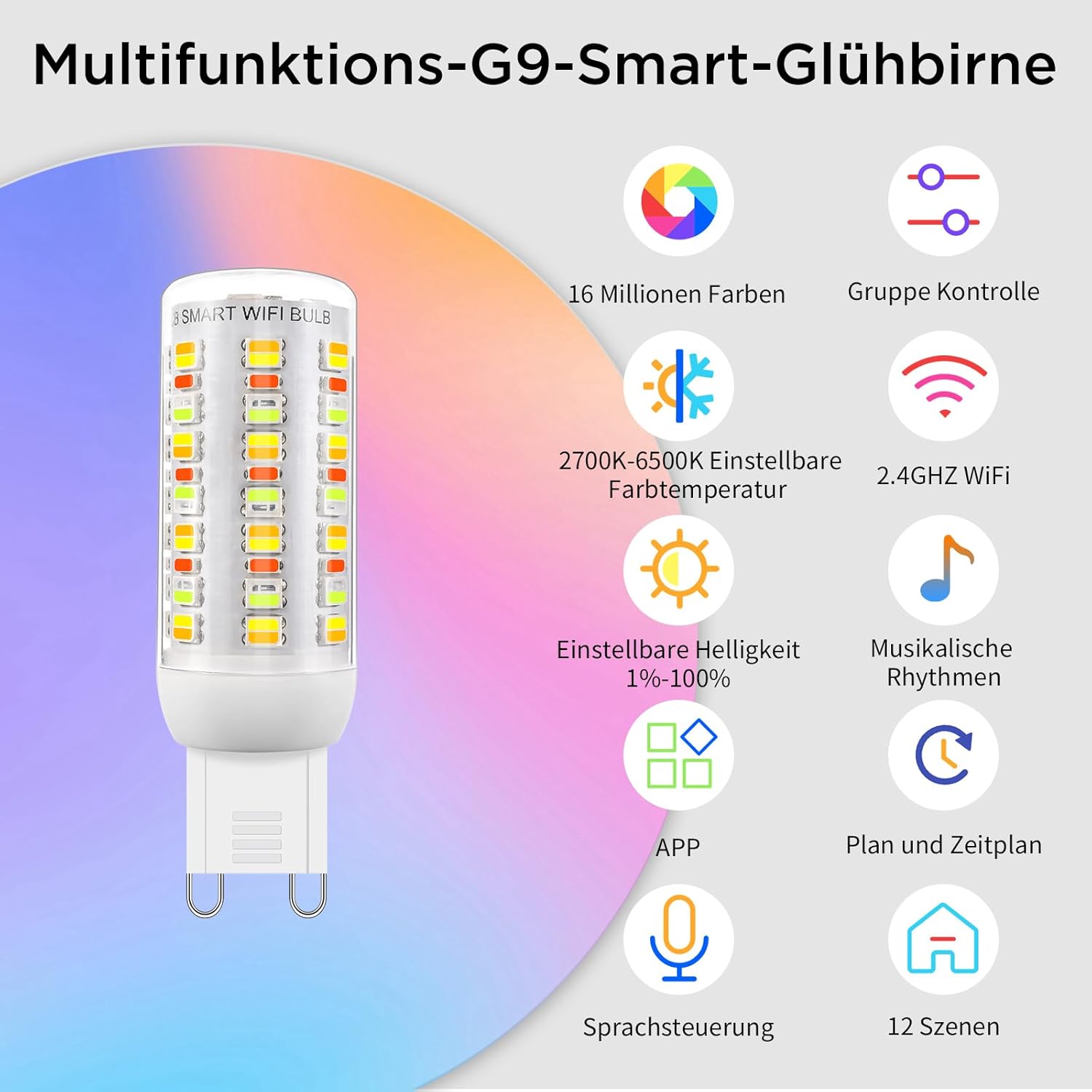 Умни Wi-Fi RGBCW G9 LED крушки, съвместими с Alexa - Image 2