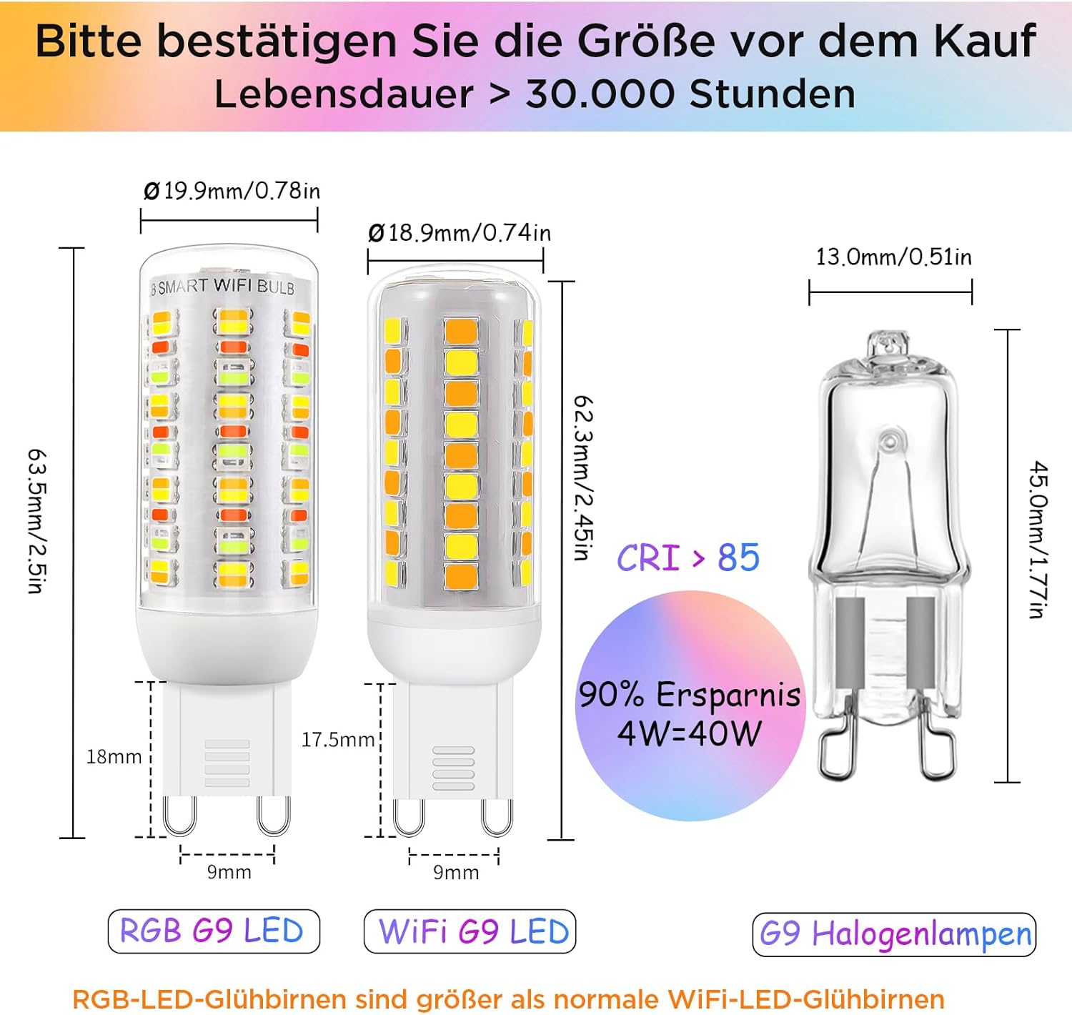 Умни Wi-Fi RGBCW G9 LED крушки, съвместими с Alexa - Image 3