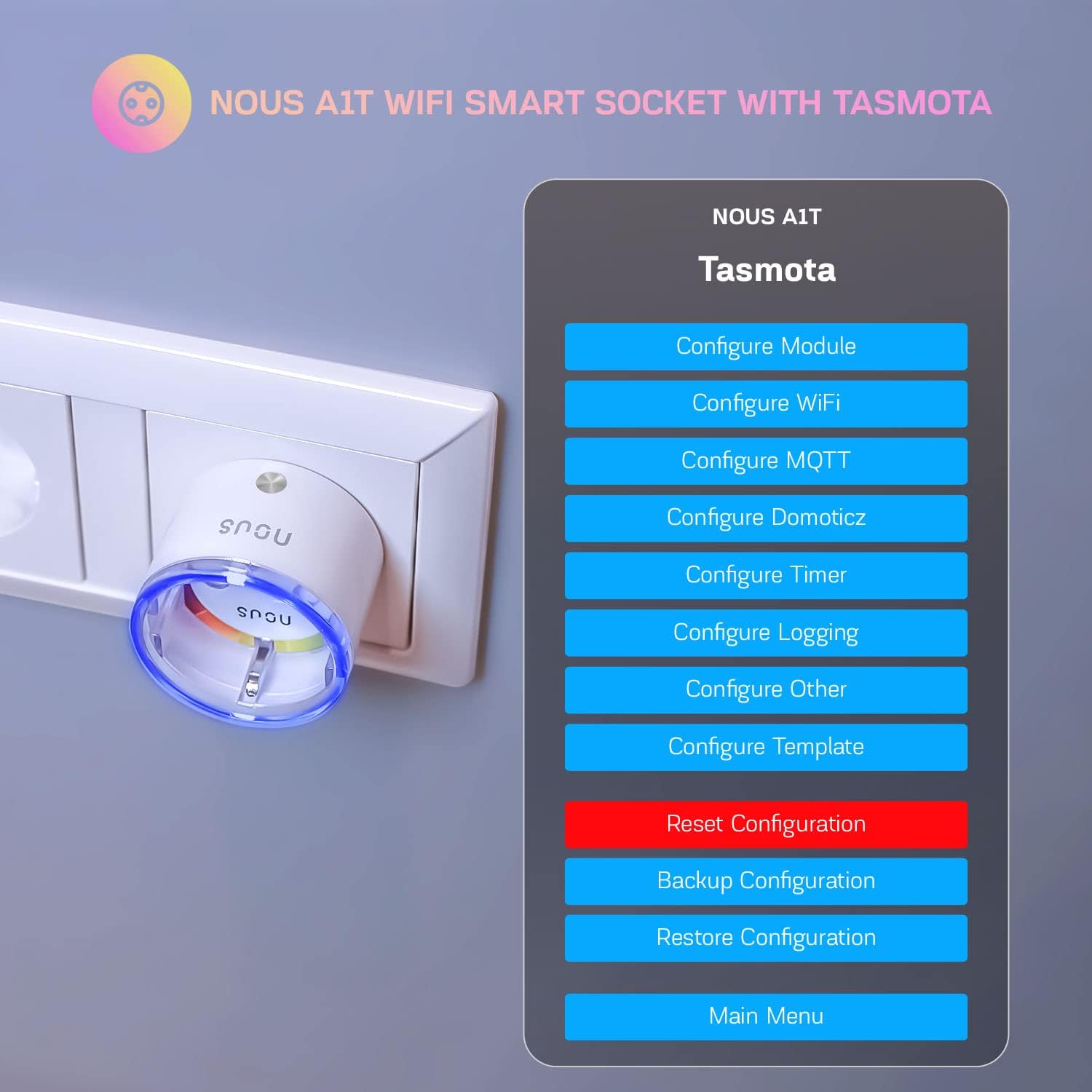 Смарт контакт Tasmota NOUS A1T - WiFi контрол и измерване - Image 3