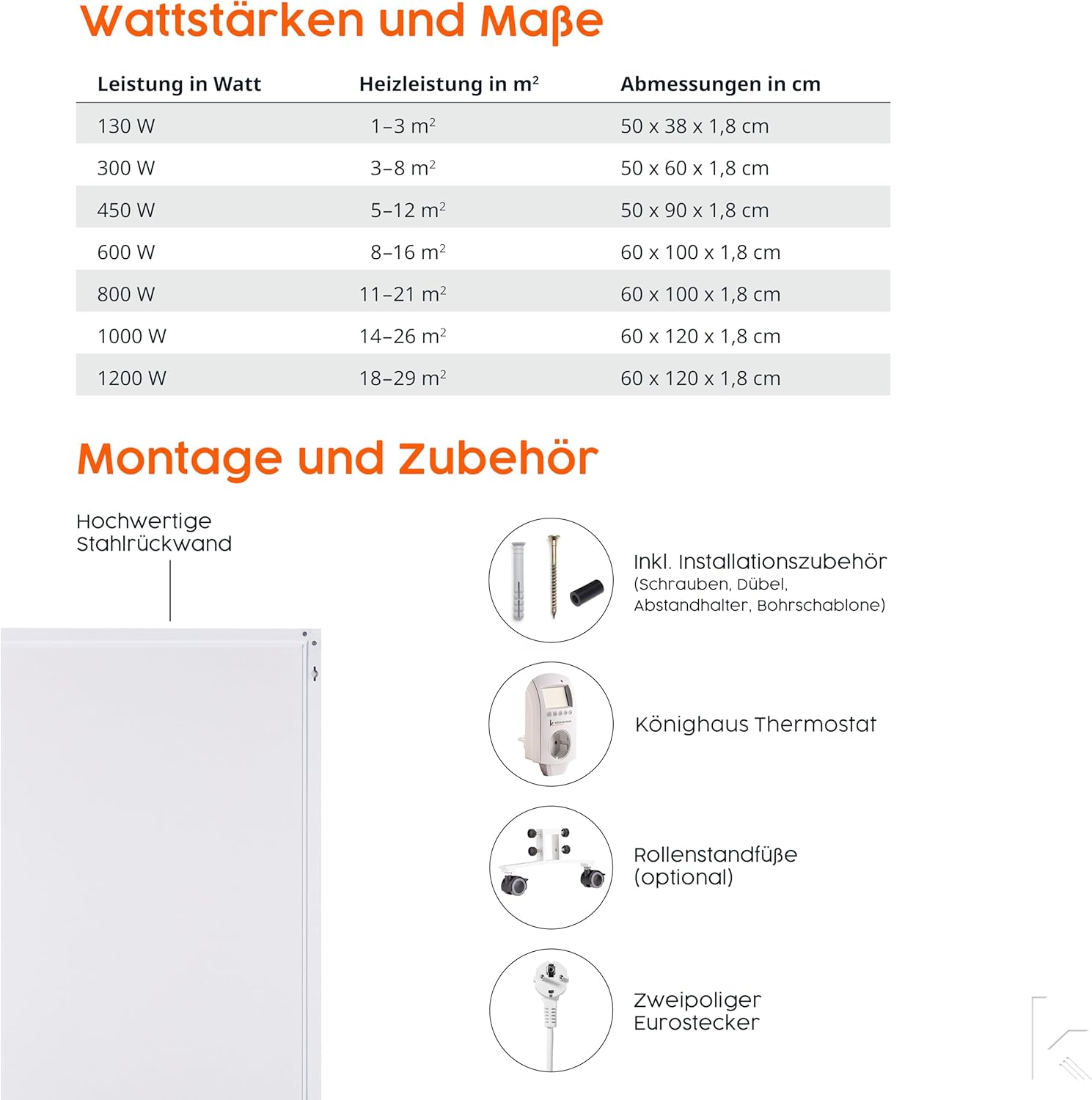 Енергоспестяващ инфрачервен нагревател Könighaus 1000W - Image 5